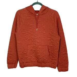 Nine West Rust Long Sleeve Quilted Pullover Hoodie, Size Small